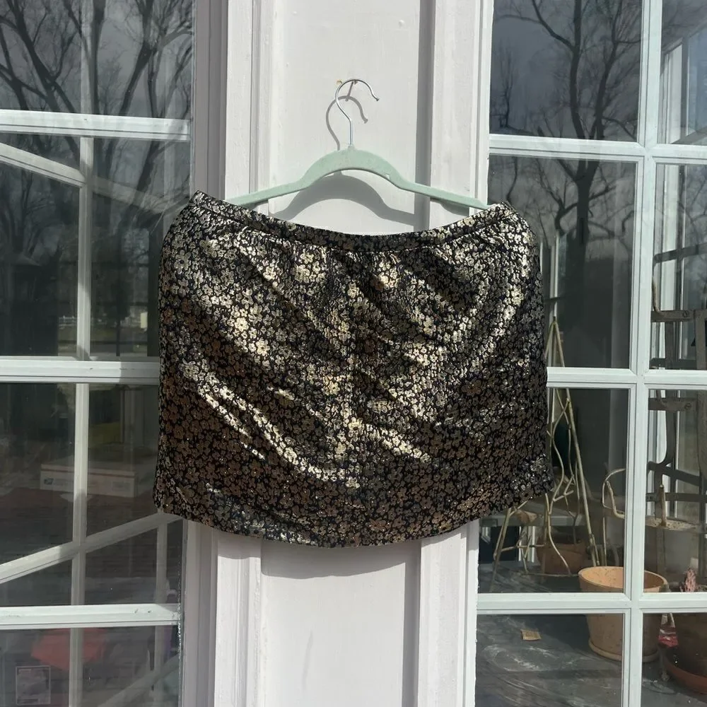 J Crew Collection Marigold Metallic Silk Skirt NWT